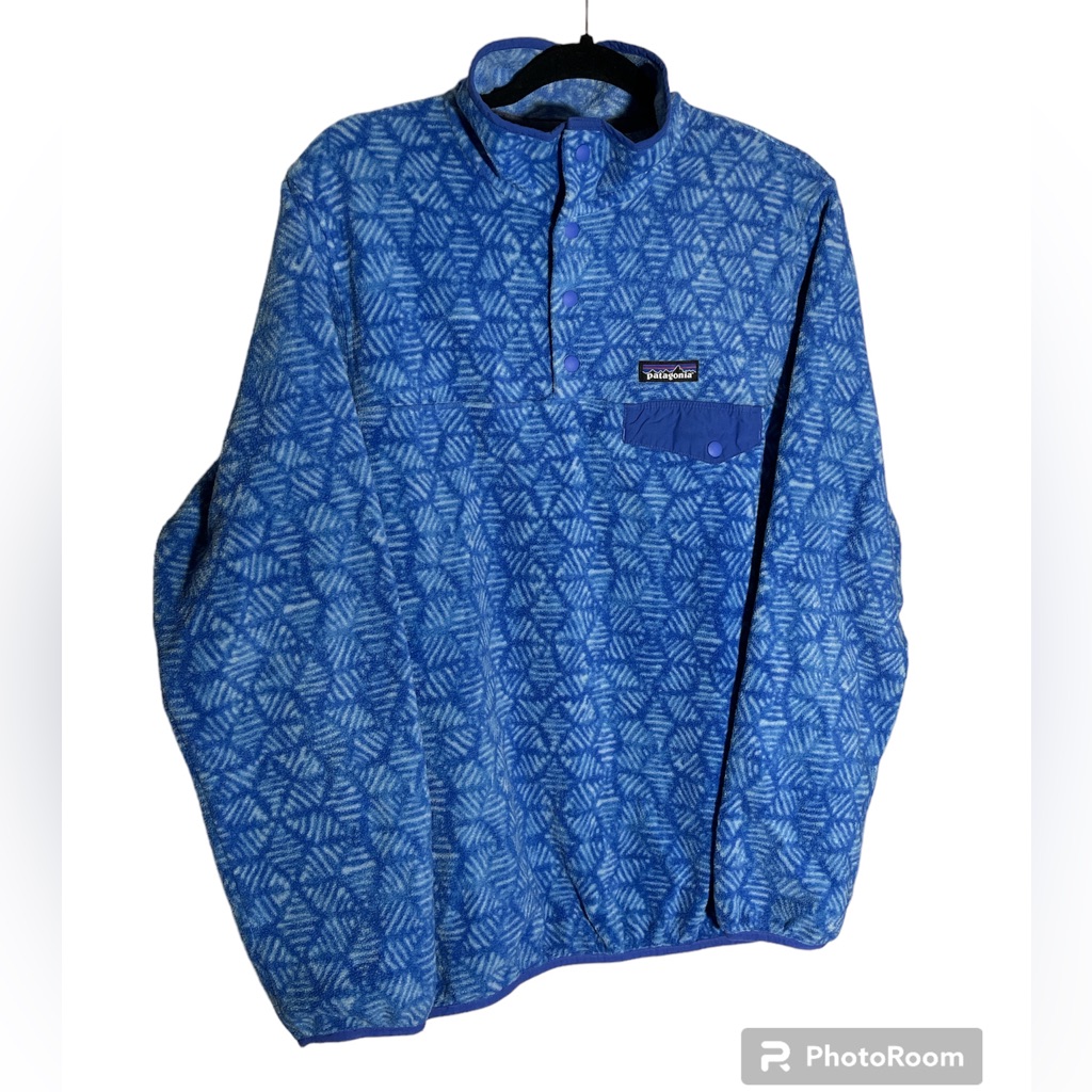 Patagonia Synchilla Snap-T Fleece Pullover Batik Hex Big Imperial Blue Size M